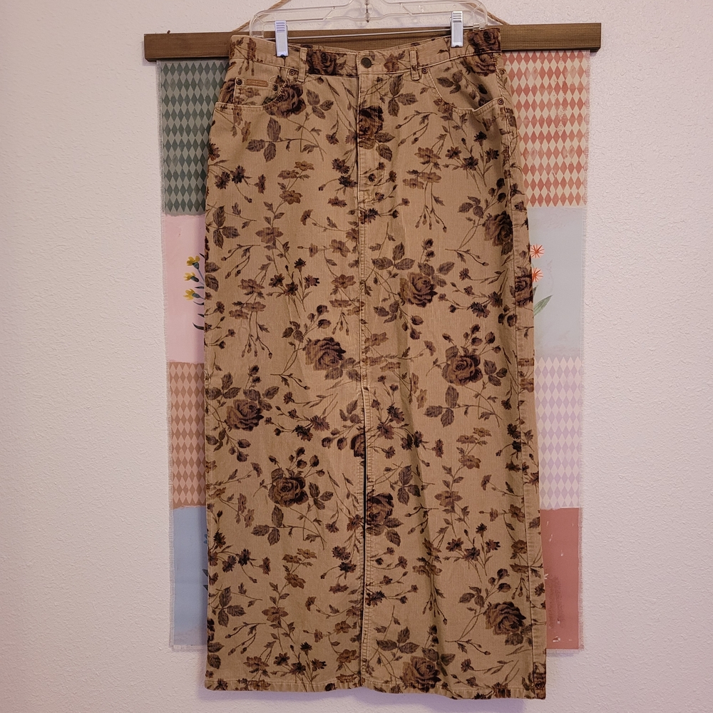 Eddie Bauer Floral Brown Maxi Skirt
